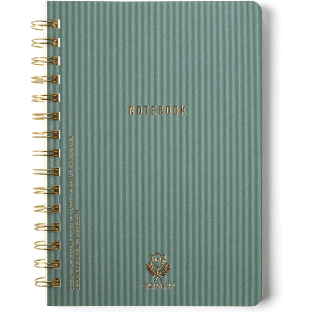 DesignWorks Ink Textured Spiral Notebook, Juniper Green, 8.25 x 11.625 in