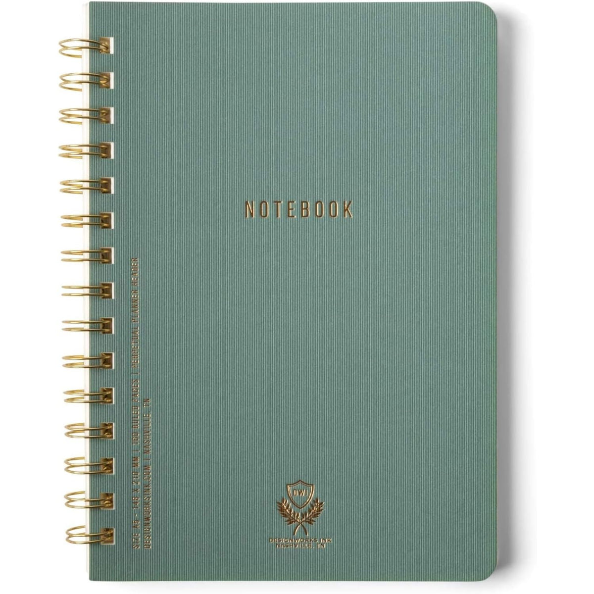 DesignWorks Ink Textured Spiral Notebook, Juniper Green, 8.25 x 11.625 in