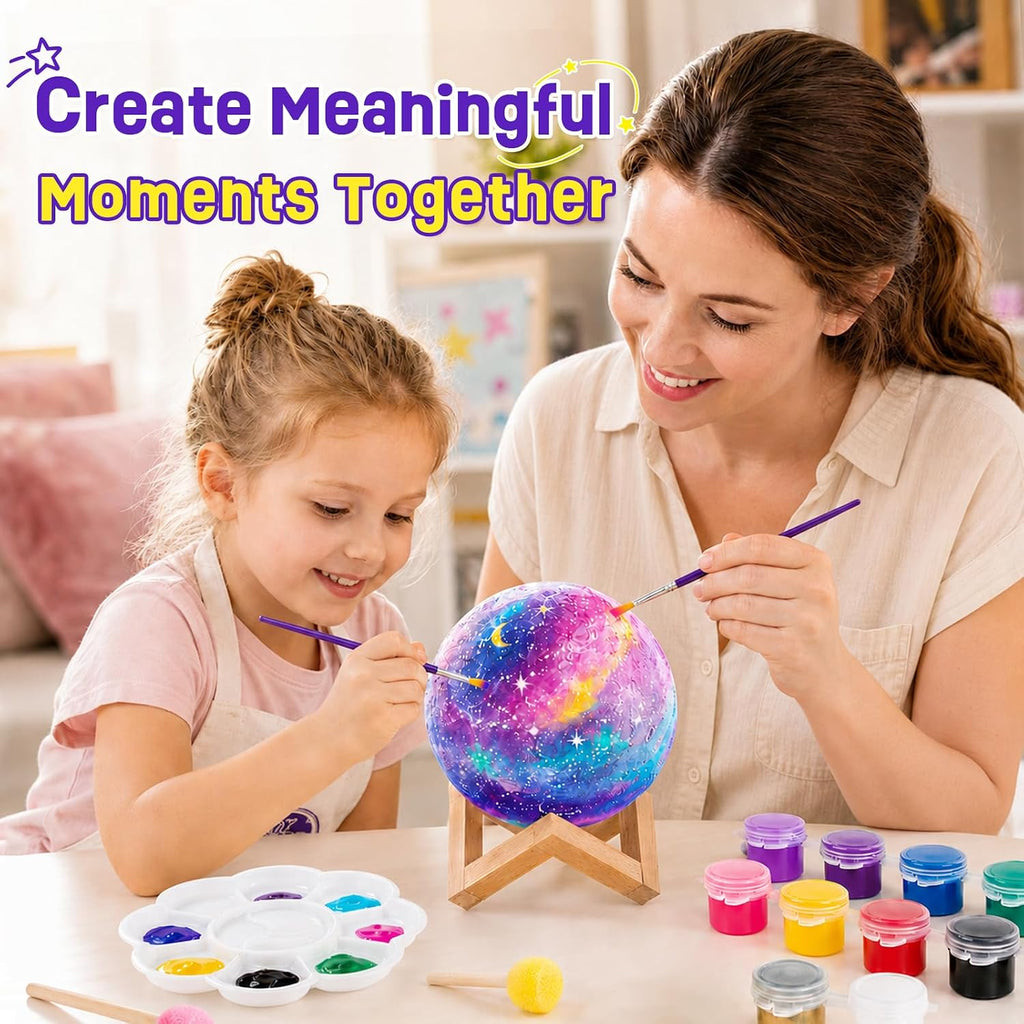 Paint Your Own Moon Lamp Kit, 3D Moon Night Light, Crafts for Kids Age 4-12