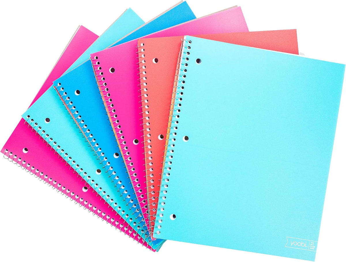 Yoobi College Ruled 3-Subject Notebooks, 3-Pack, 150 Sheets, 8x10.5in