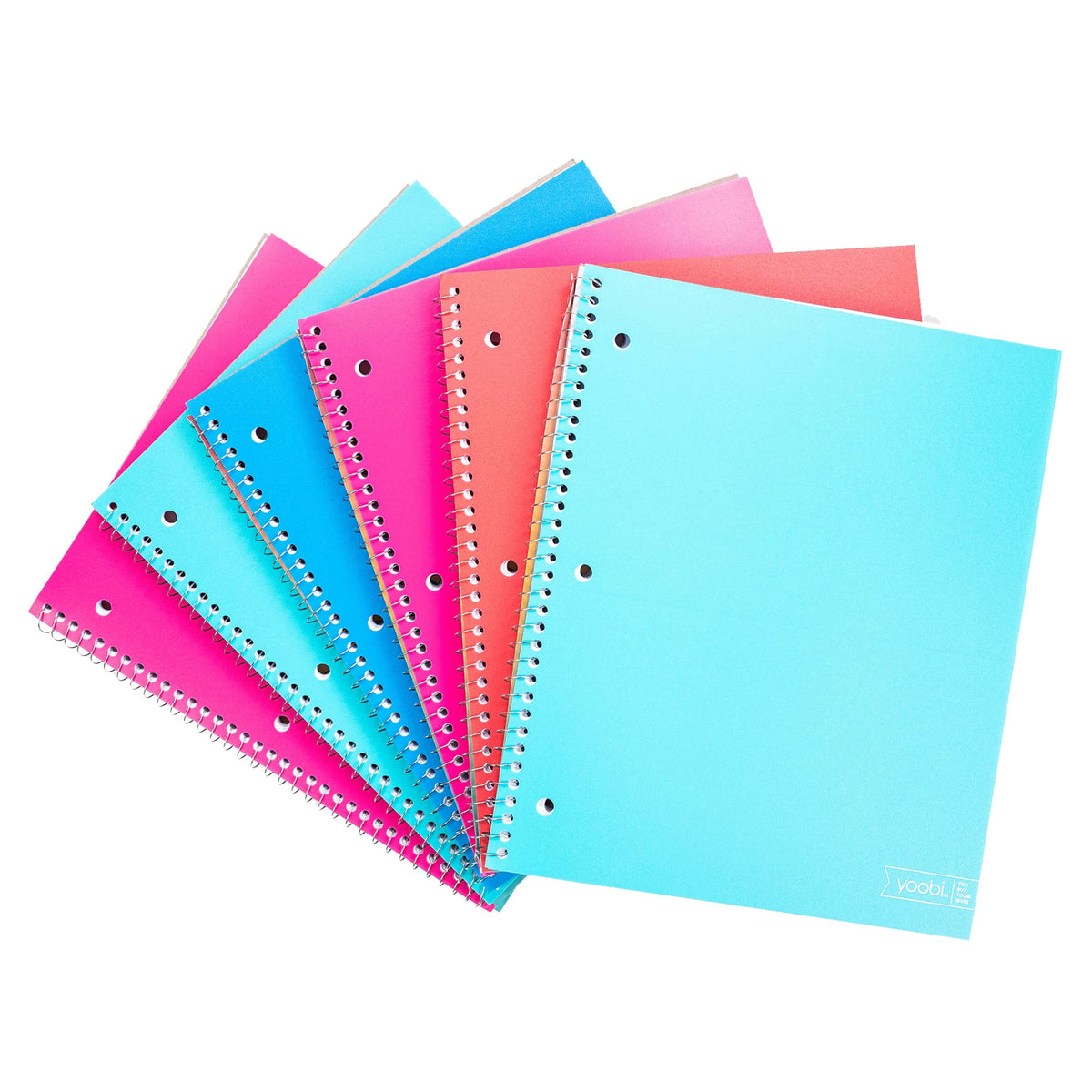 Yoobi College Ruled 3-Subject Notebooks, 3-Pack, 150 Sheets, 8x10.5in