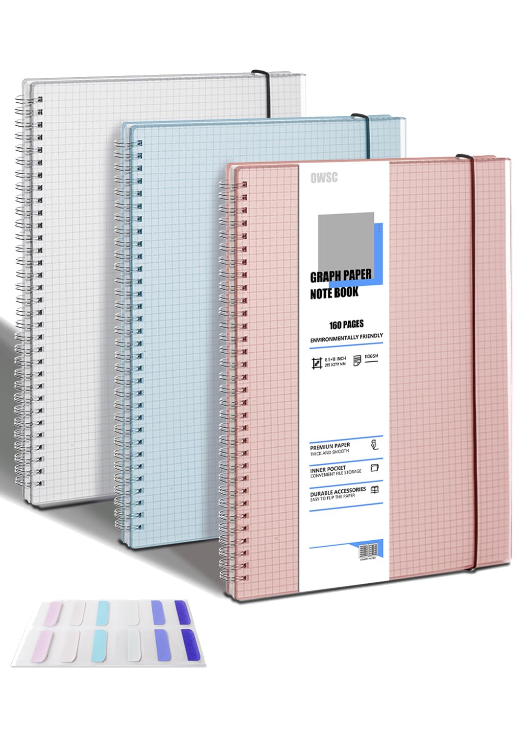 OWSC 4 Pack College Ruled Spiral Notebook, Notebooks for Work A5 Lined