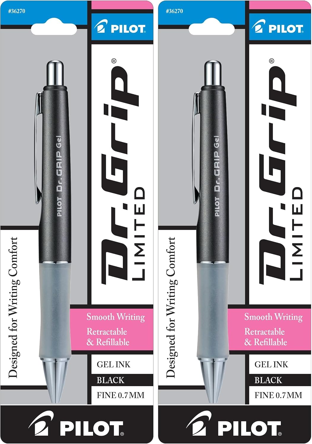 Pilot Dr. Grip Limited Refillable & Retractable Gel Pen, Black, Single Pen