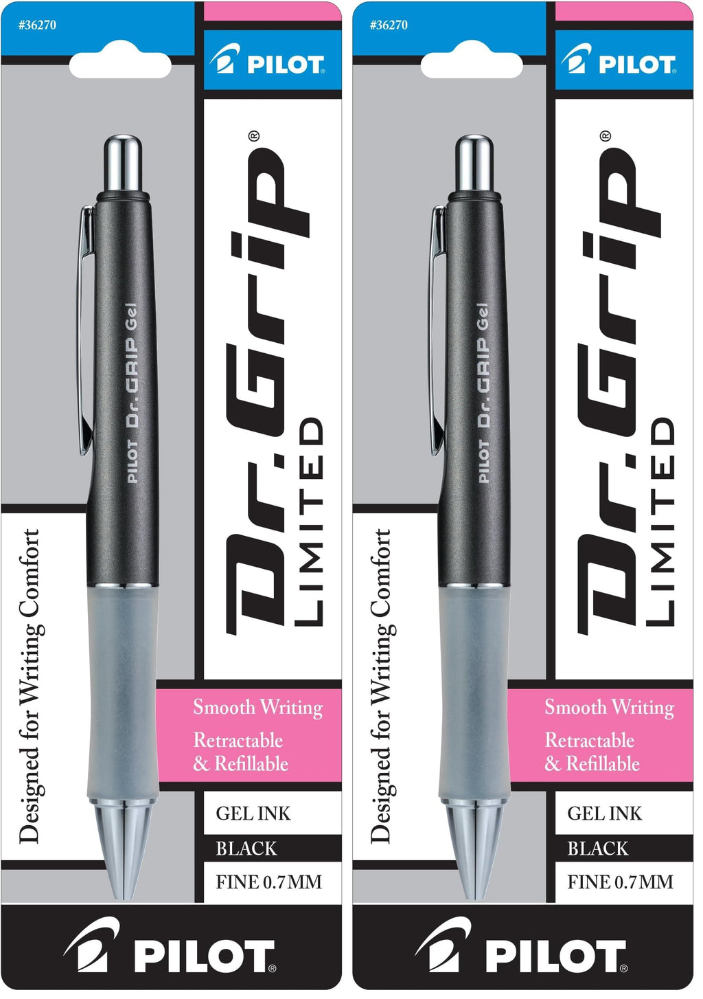 Pilot Dr. Grip Limited Refillable & Retractable Gel Pen, Black, Single Pen