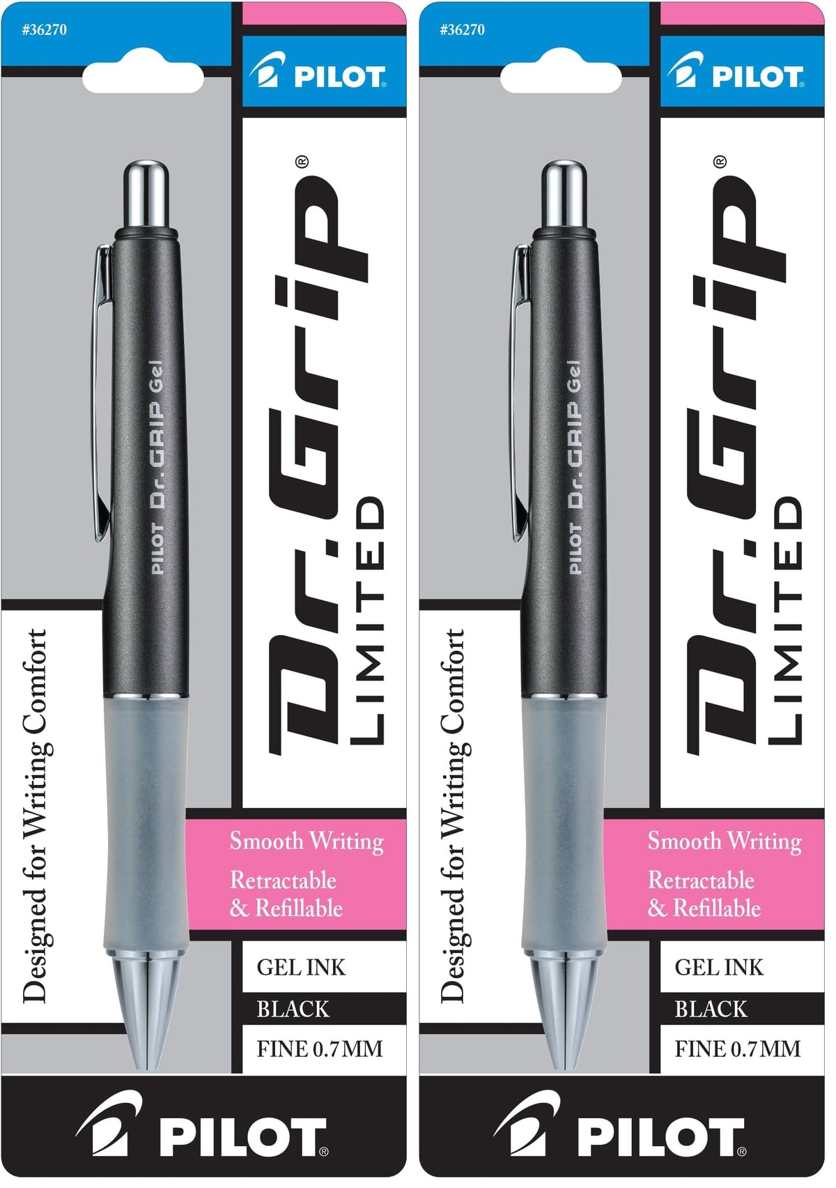 Pilot Dr. Grip Limited Refillable & Retractable Gel Pen, Black, Single Pen