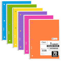 Mead Spiral Notebook, 6 Pack, 1 Subject, College Ruled Paper, 7-1/2" x 10-1/2", 70 Sheets per Notebook, Assorted Pastel Colors (830049)