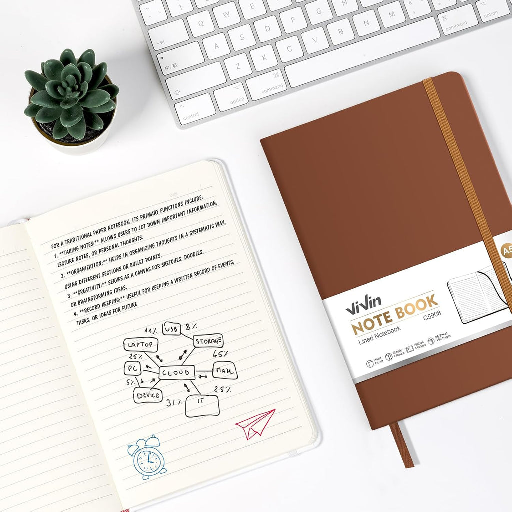 ViVin 3 Pack A5 Hardcover Lined Notebook,192 pg College Ruled 5.5x8.3