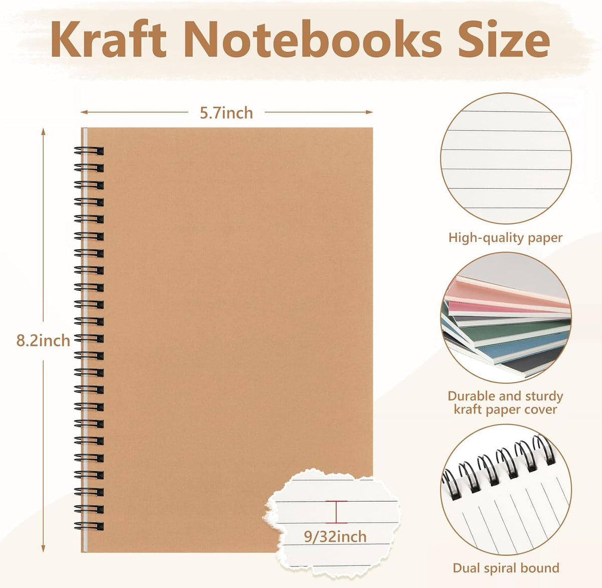 Fuutreo 12 Pcs Spiral Notebook for Work, 8.3 x 5.7 Office Color,Classic