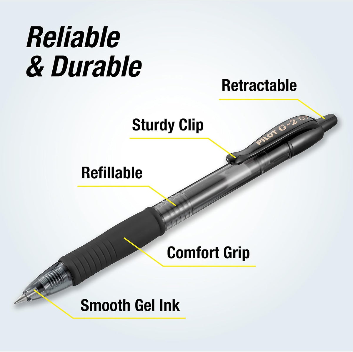 PILOT G2 Premium Rolling Ball Gel Pens, Fine Point, Black Ink, 12 Count
