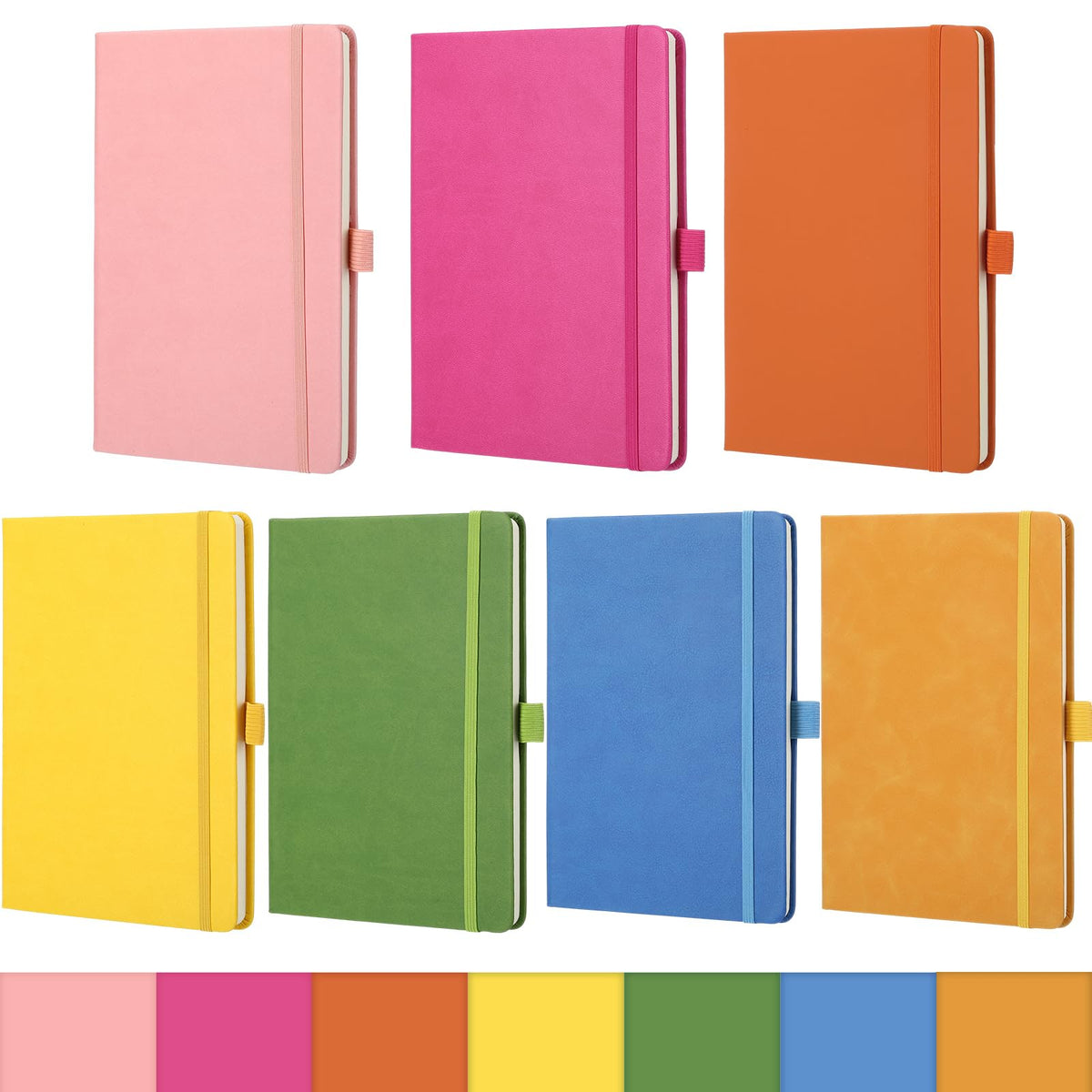 Laumoi 14 Pack Hardcover Lined Journal Notebooks Bulk,Brown,A5