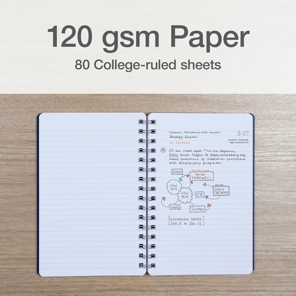 Oxford Poly Spiral Notebooks, Small 5.7" x 8.5" Book, Thick Poly Cover, White Paper, College Rule, 80 Sheets/160 Pages, Jewel Tones, 4 Pack (69720)