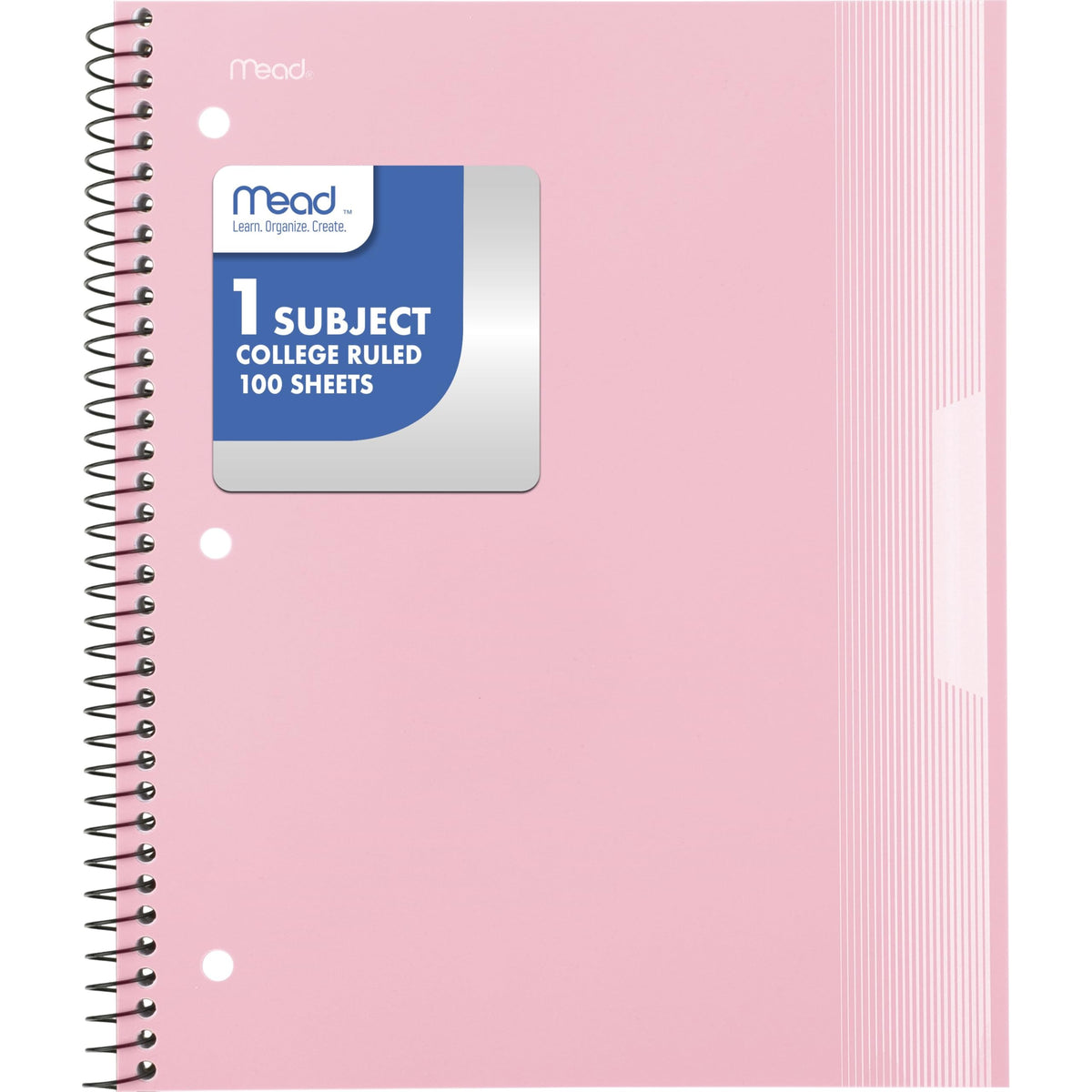 Mead Spiral Notebooks, 1 Subject, Wide Ruled Paper, 8" x 10-1/2", 100 Sheets, Assorted Colors, 5 Pack (930093)
