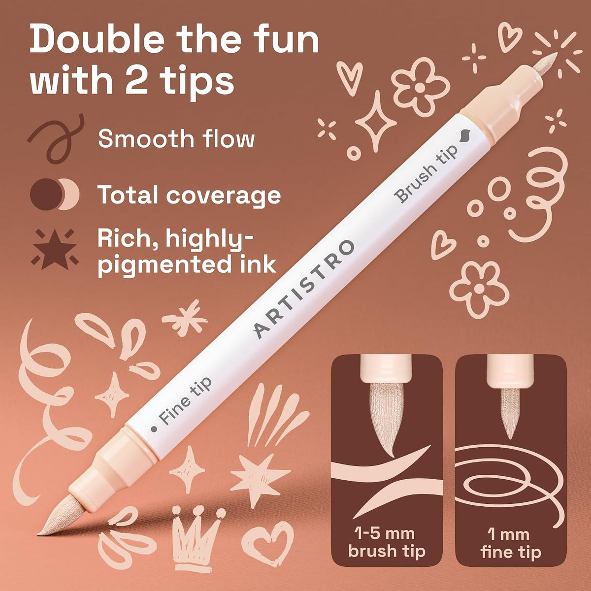 ARTISTRO 24 Skin Tones Dual-Tip Acrylic Paint Marker Pens for Drawing