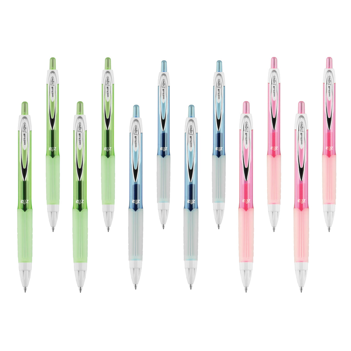 uniball™ 207 Gel Pens, Black Ink, 0.7mm Medium Point, Retractable, 12 Count