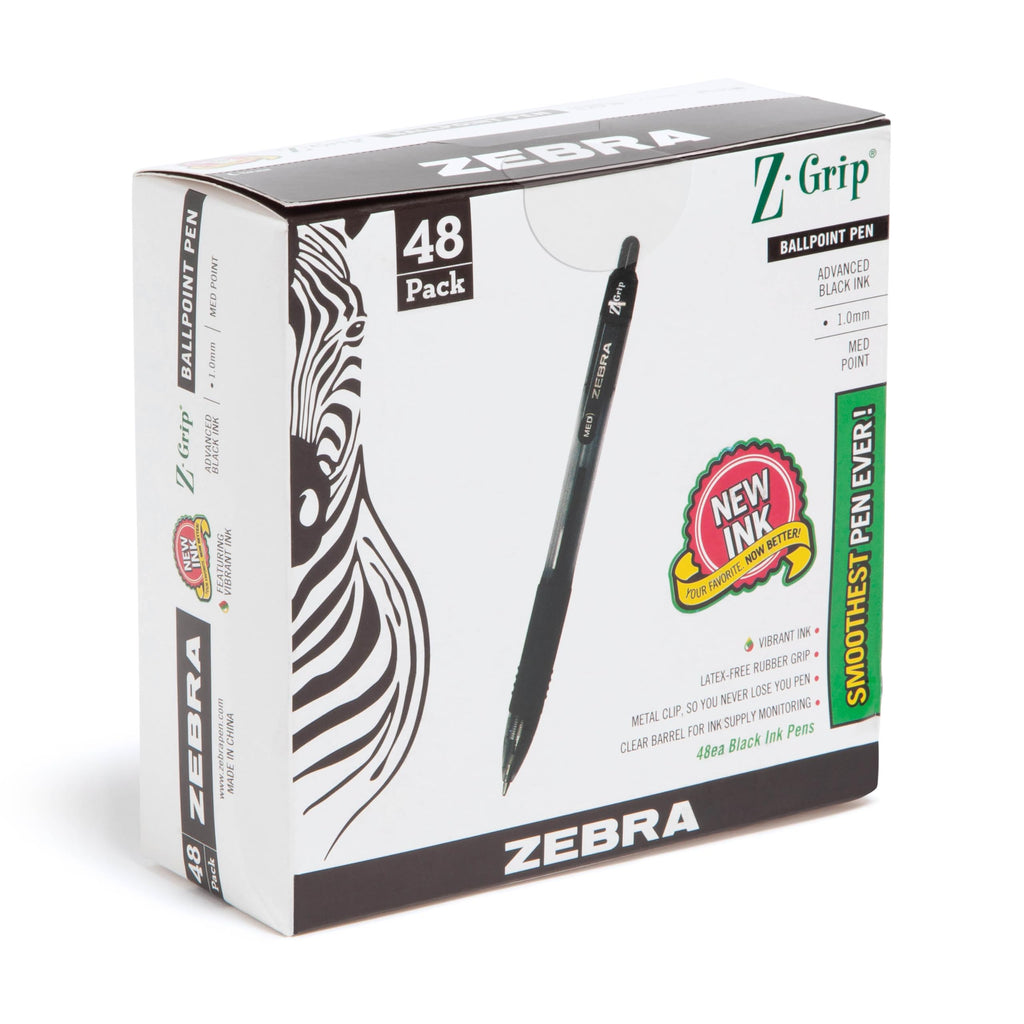 Zebra Pen Z-Grip Retractable Ballpoint Pen, Black Ink, 1.0mm, 18-Pack