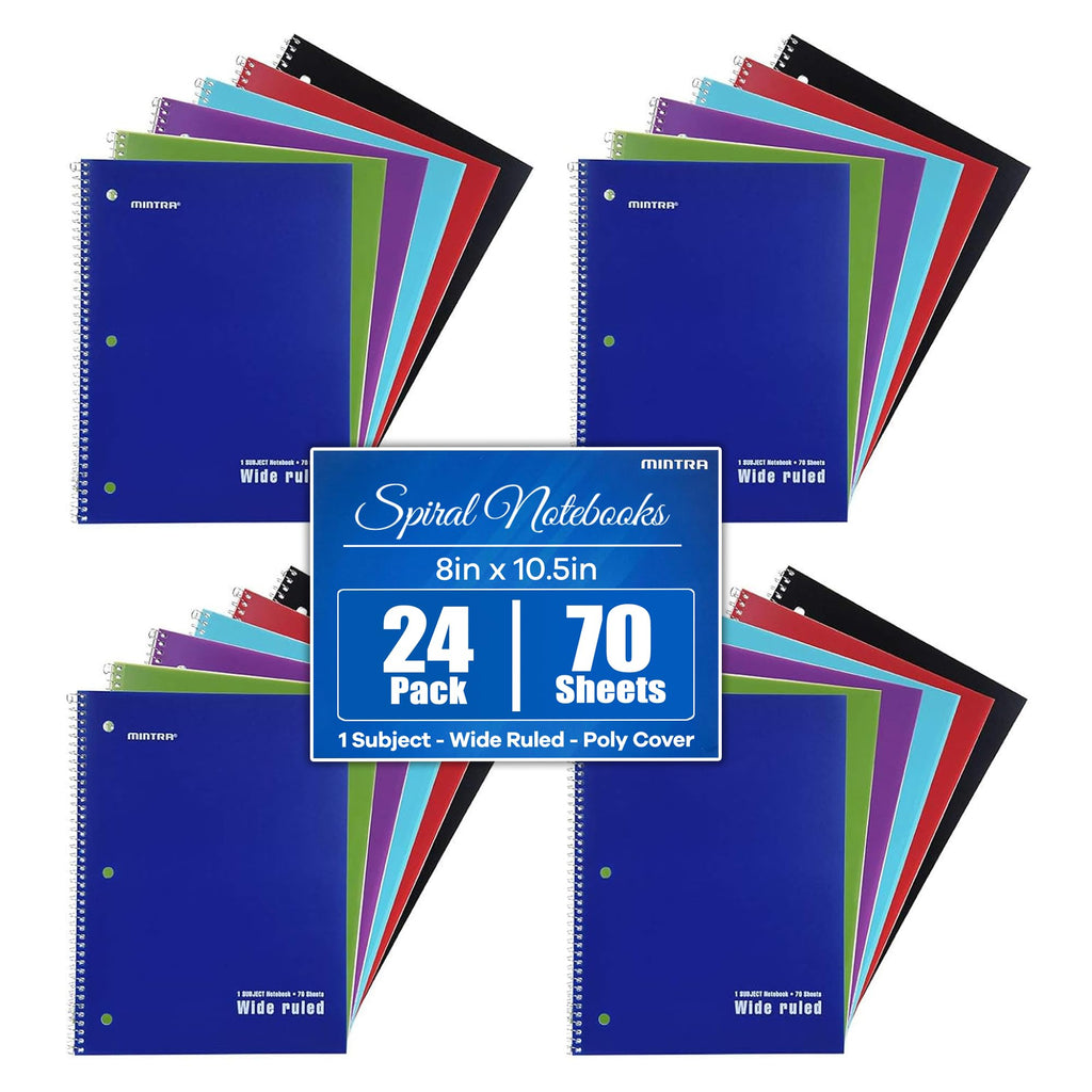 Mintra Office Spiral Notebooks, Wirebound, Journals for School, Work, Business, Aesthetic Stationery, Writing Pads, Teacher & Student Supplies (6, Pastel, College)