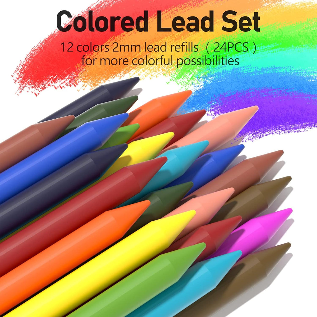 Four Candies 25PCS Mechanical Pencil Set, 0.5, 0.7, 0.9 ＆ 2mm, Storage Case