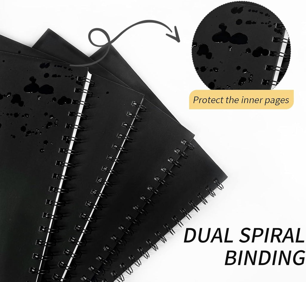 Lined Spiral Notebook 8.5"x11" Black Hardcover Journal 100GSM