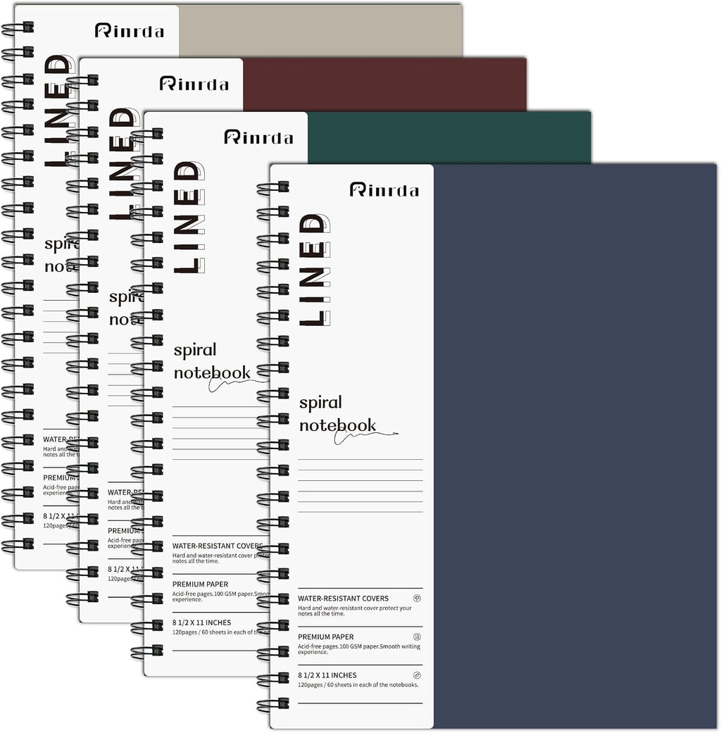 Spiral Notebooks 8.5x11,4 Pack College Ruled (LINED, Mult-color)