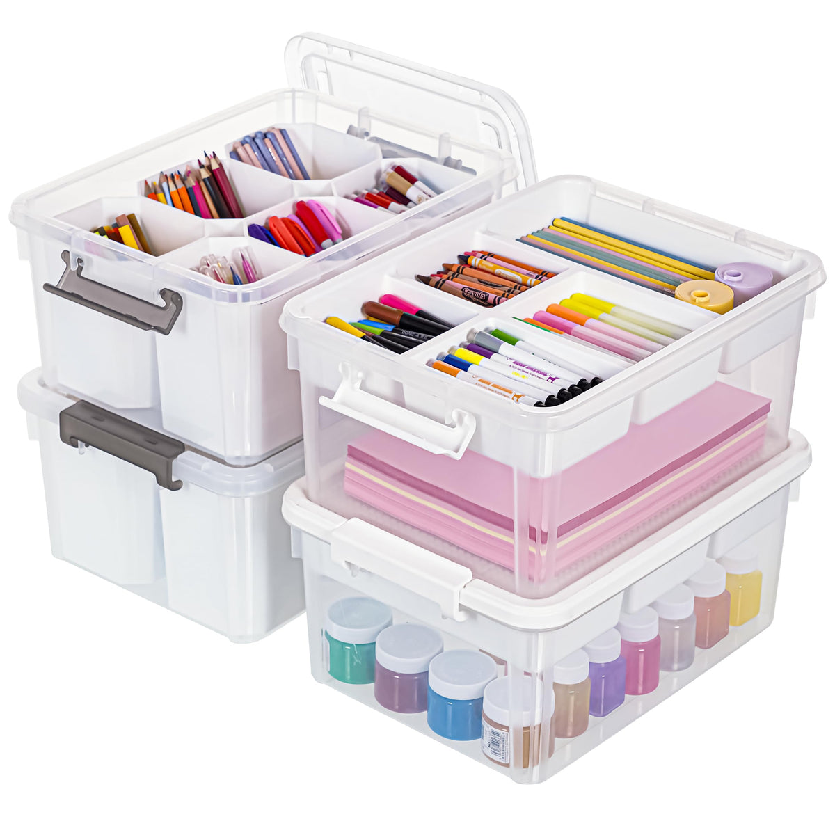 Citylife 17QT Craft Organizers and Storage bins with Lids, Marker Organizer