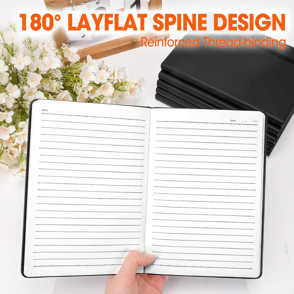 16 Pack Lined Journal Notebook for Work, 136 Pages, Medium 5.5 in x 8.3 in, A5 College Ruled, Hardcover Journaling Notebooks for Writing, Note Taking, Fit for Business Work School Home (Black)