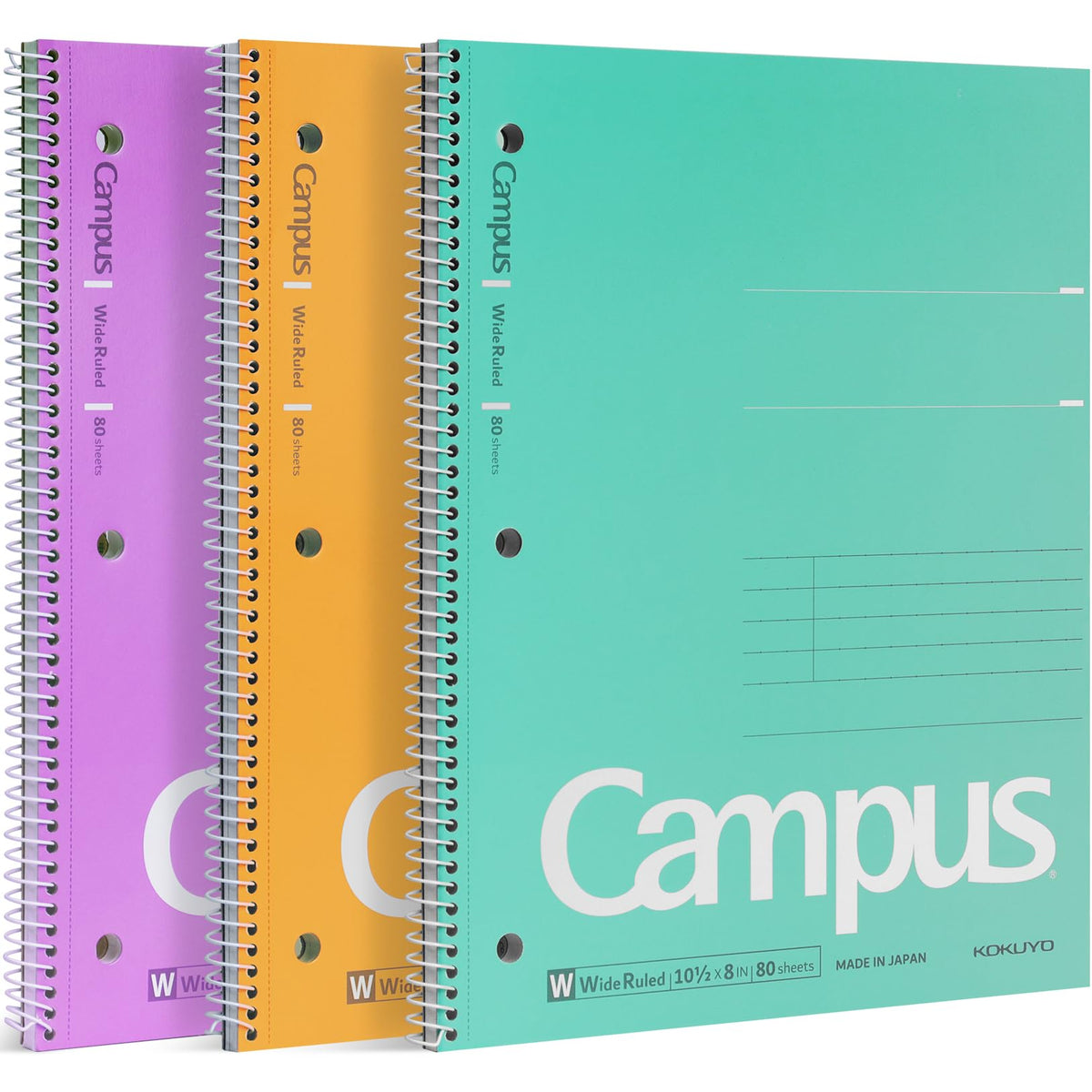 KOKUYO Spiral Notebooks, 3 Pack 10-1/2" x 8" Lined Notebook College Ruled