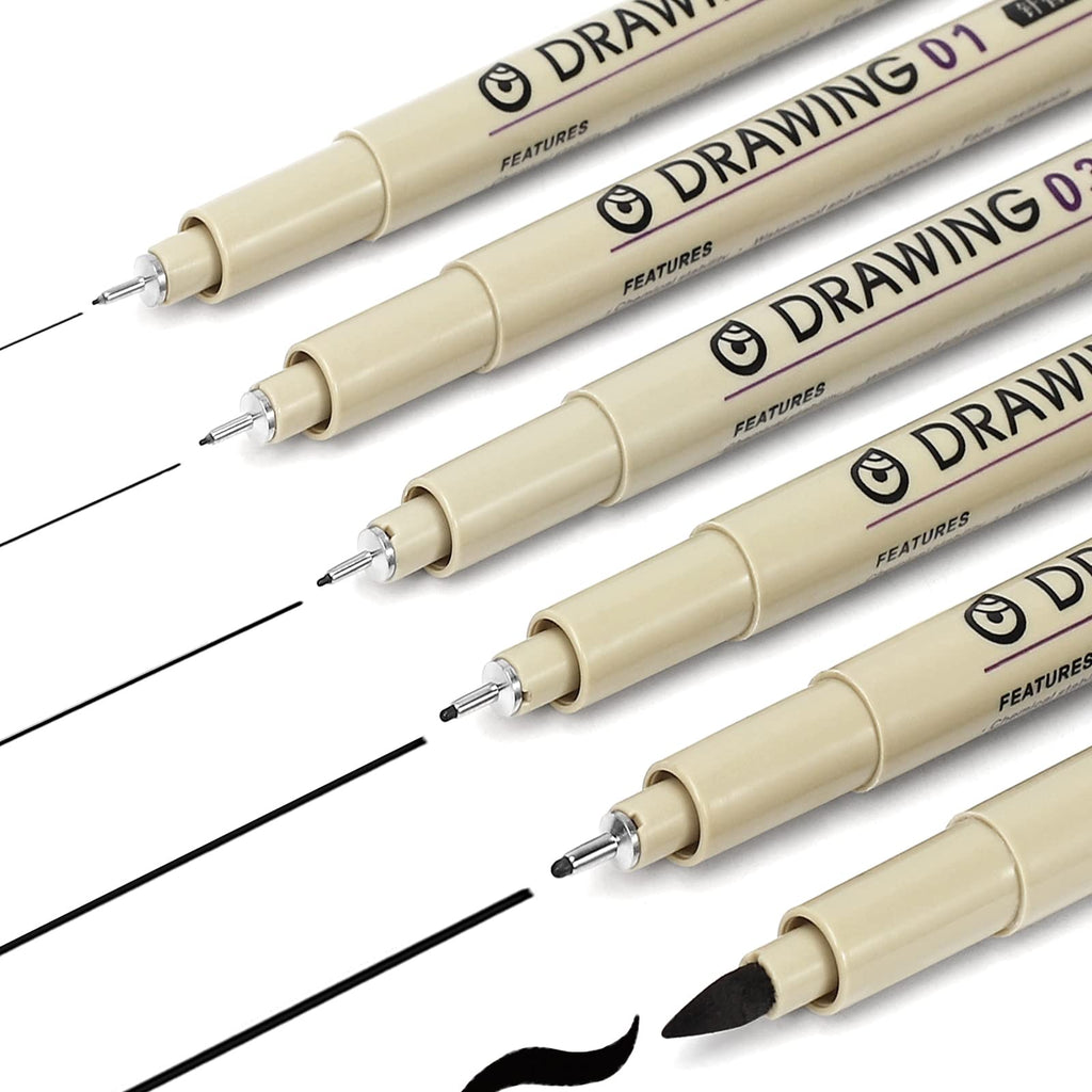 Muchcute Micro Fineliner Drawing Art Pens,12 Black Art Supplies Adult Craft