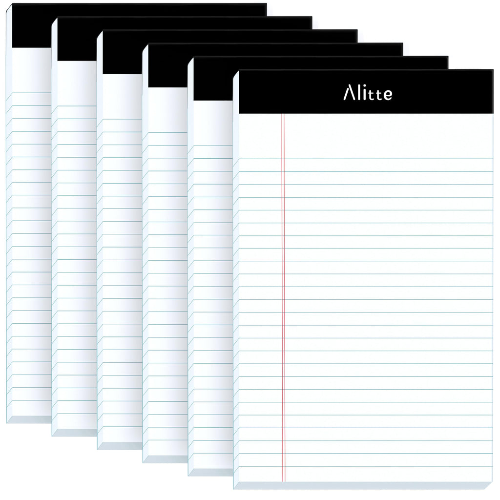 Alitte Legal Notepads 5x8, Pack of 12 - Perforated Narrow Ruled Writing Pad - Premium Thick Paper, No Ink Bleeding - Blank Legal Pads For Home, Office, School, Business - 50 Sheets Per Notebook