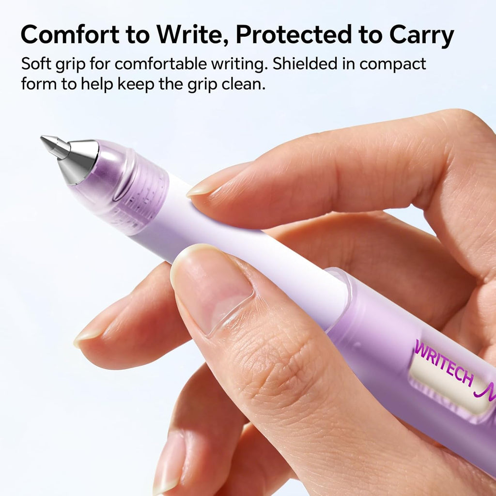 WRITECH Morph Extendable Gel Pens: 0.7mm Medium Point Black Ink Pocket-to-Full-Size Design Translucent Soft Grip Barrel Includes 2 Pens and 2 Refills Dual-Length Pocket Pen 4.6" to 6.1"