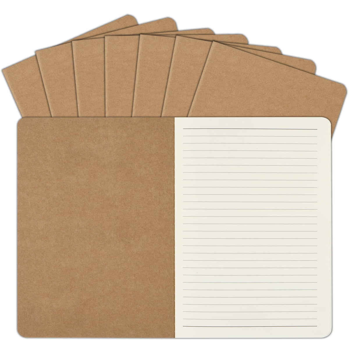 ZCZN 50 Pack A5 Kraft Notebooks Bulk, 8.15x5.5 Inches Lined Paper Journaling Notebooks, Notebooks for Work, Composition Notebooks for School, Journal Notebooks for Office, 60 Pages