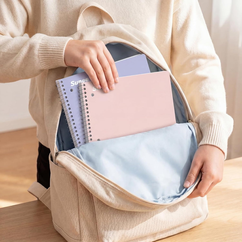 SUNEE Spiral Notebooks, 1-Subject, 10 Pack, College Ruled Paper, 8" x 10-1/2", 70 Sheets per Notebook,3-Hole Punched Paper, Pink,Purple, Blue, Green, Yellow Spiral Lined Notebooks for School,Work