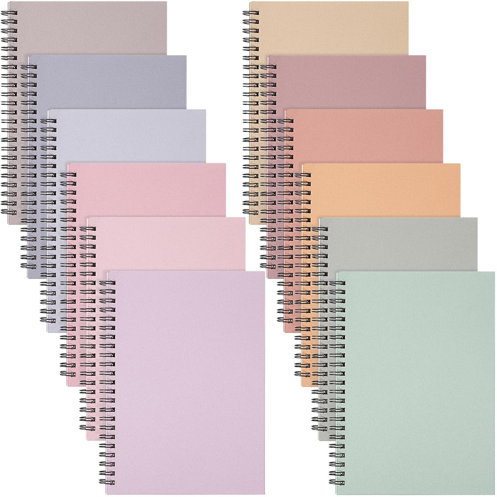 Fuutreo 12 Pcs Spiral Notebook for Work, 8.3 x 5.7 Office Color,Classic