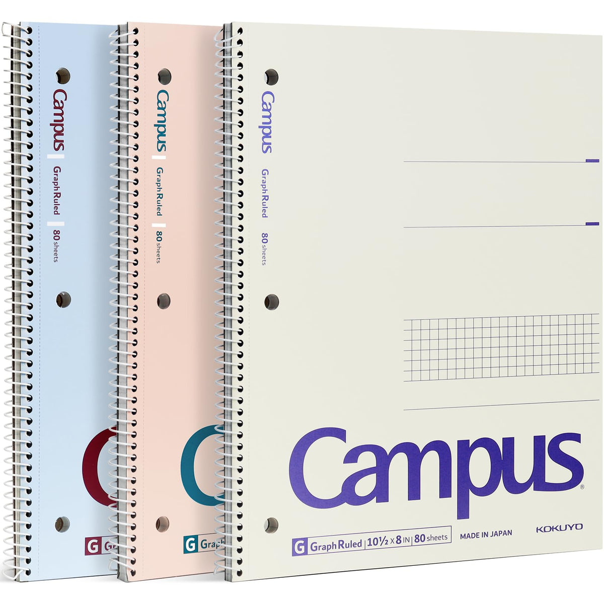 KOKUYO Spiral Notebooks, 3 Pack 10-1/2" x 8" Lined Notebook College Ruled