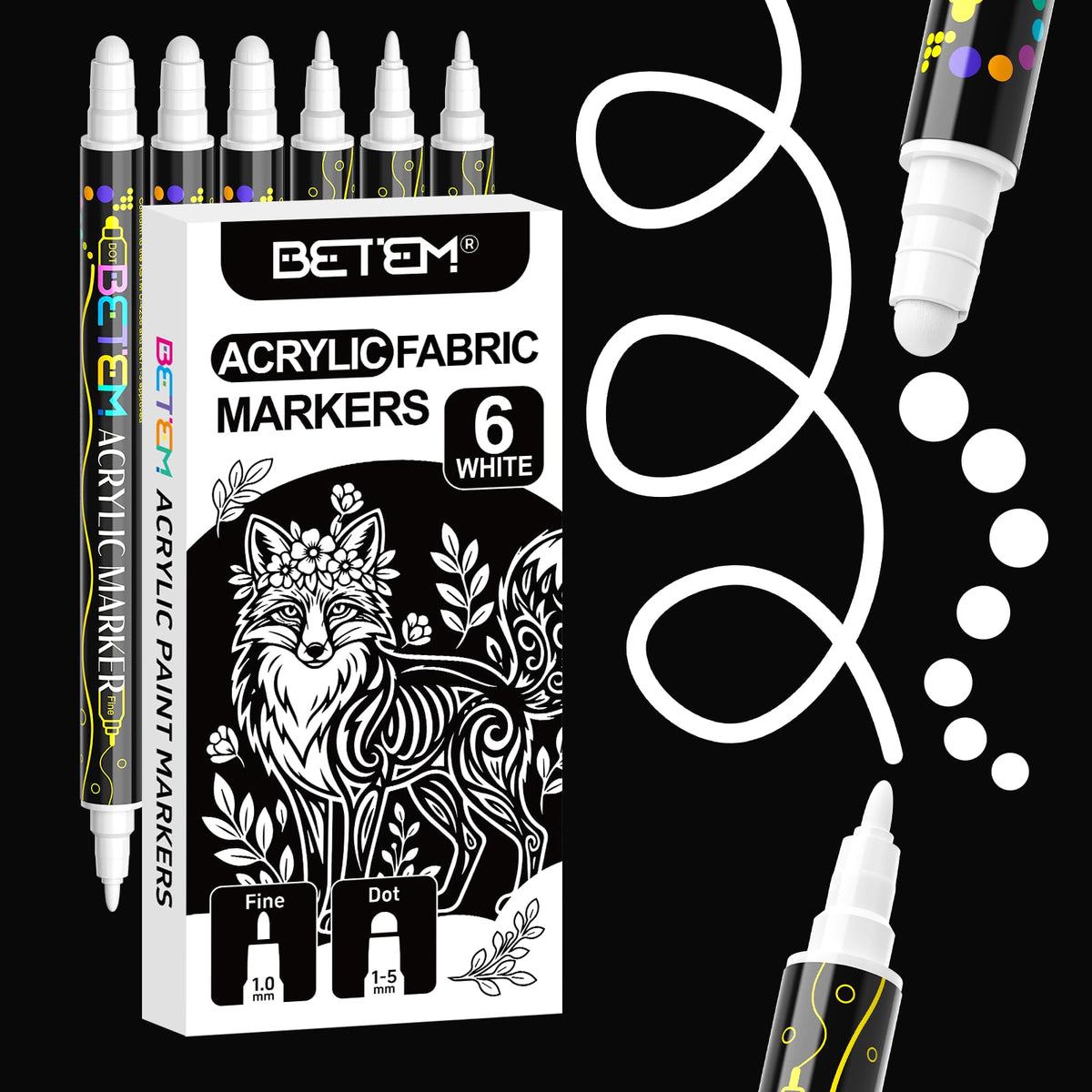 Betem 120 Colors Dual Tip Acrylic Paint Markers, Fabric Decorating Kits