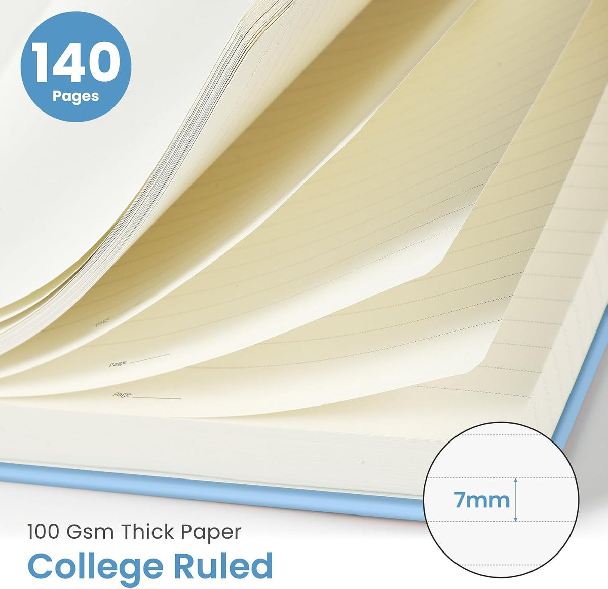 Taja Lined Spiral Notebook for Work, 5.7"x7.9" Spiral Journal College Ruled