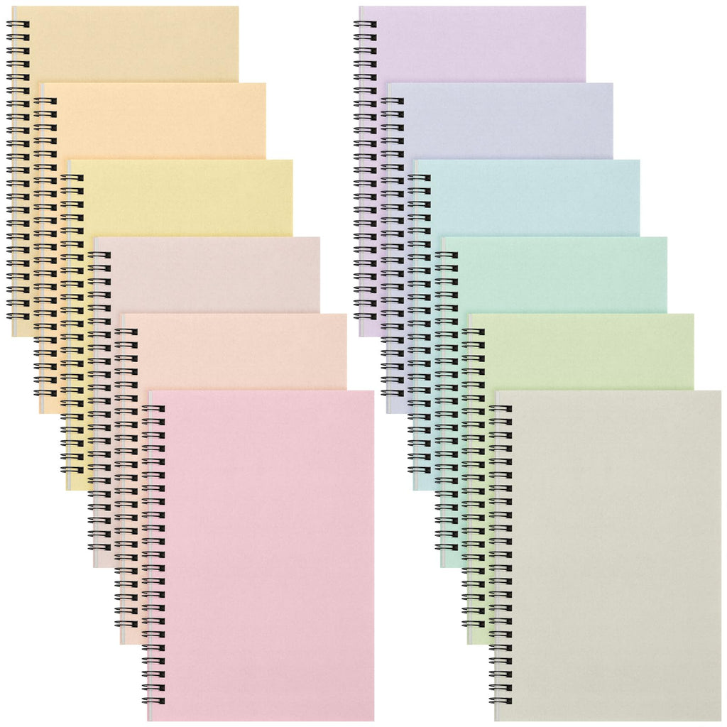 Fuutreo 12 Pcs Spiral Notebook for Work, 8.3 x 5.7 Office Color,Classic