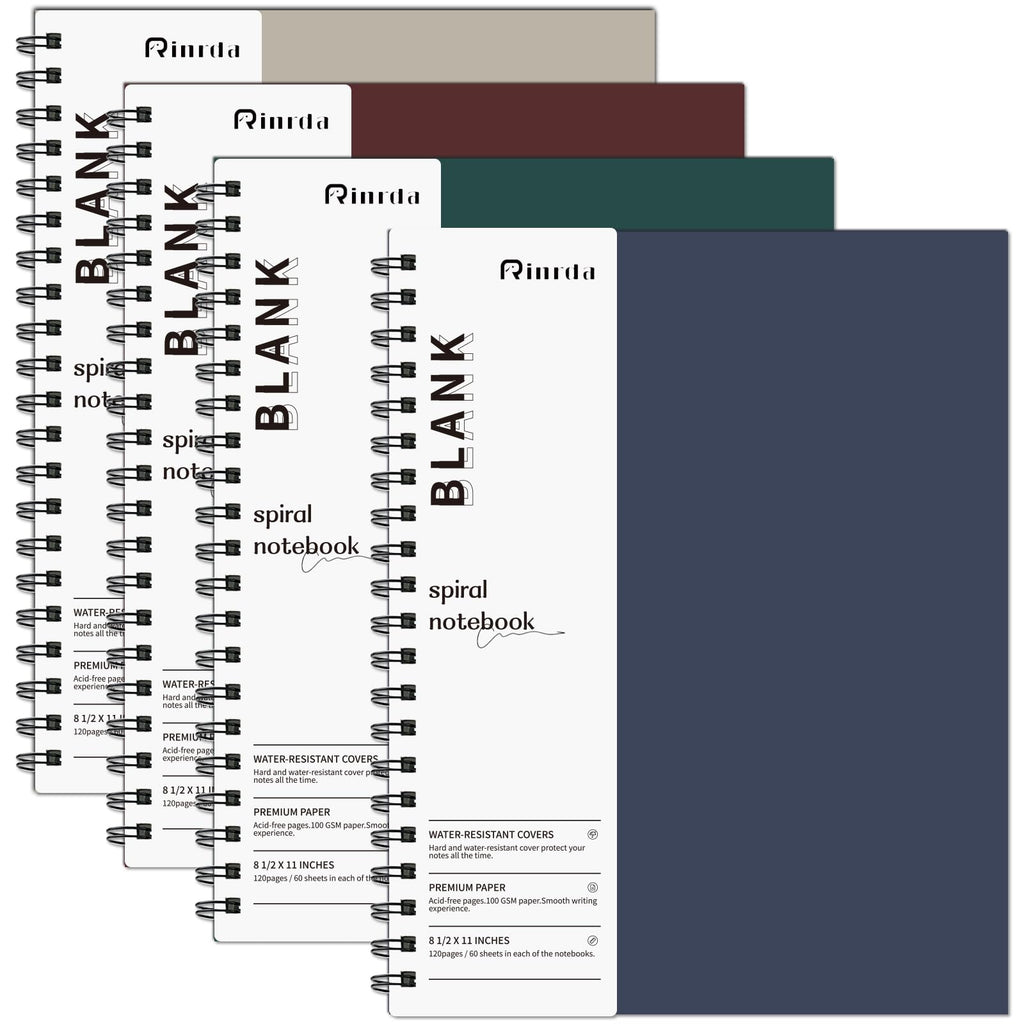 Spiral Notebooks 8.5x11,4 Pack College Ruled (LINED, Mult-color)