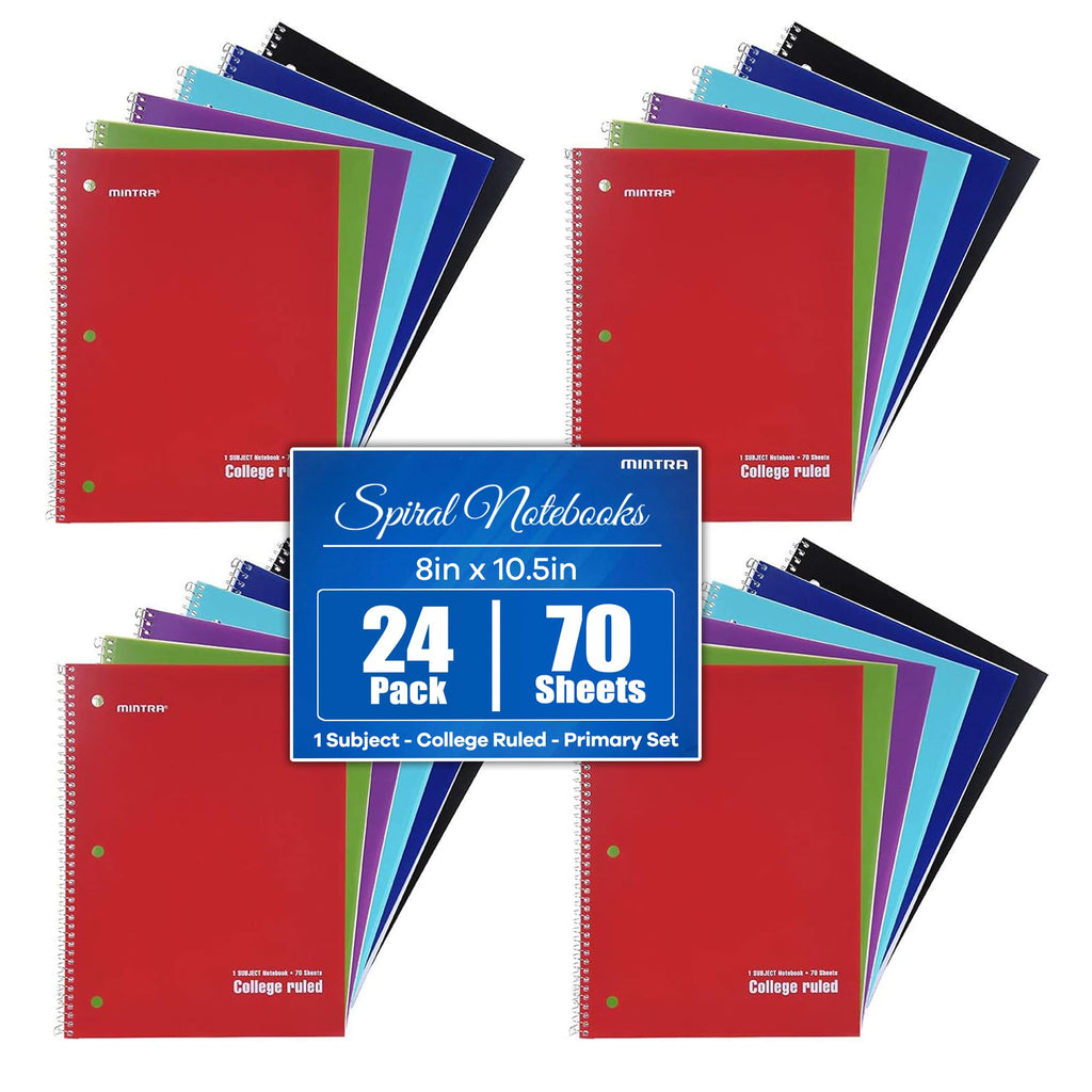Mintra Office Spiral Notebooks, Wirebound, Journals for School, Work, Business, Aesthetic Stationery, Writing Pads, Teacher & Student Supplies (6, Pastel, College)
