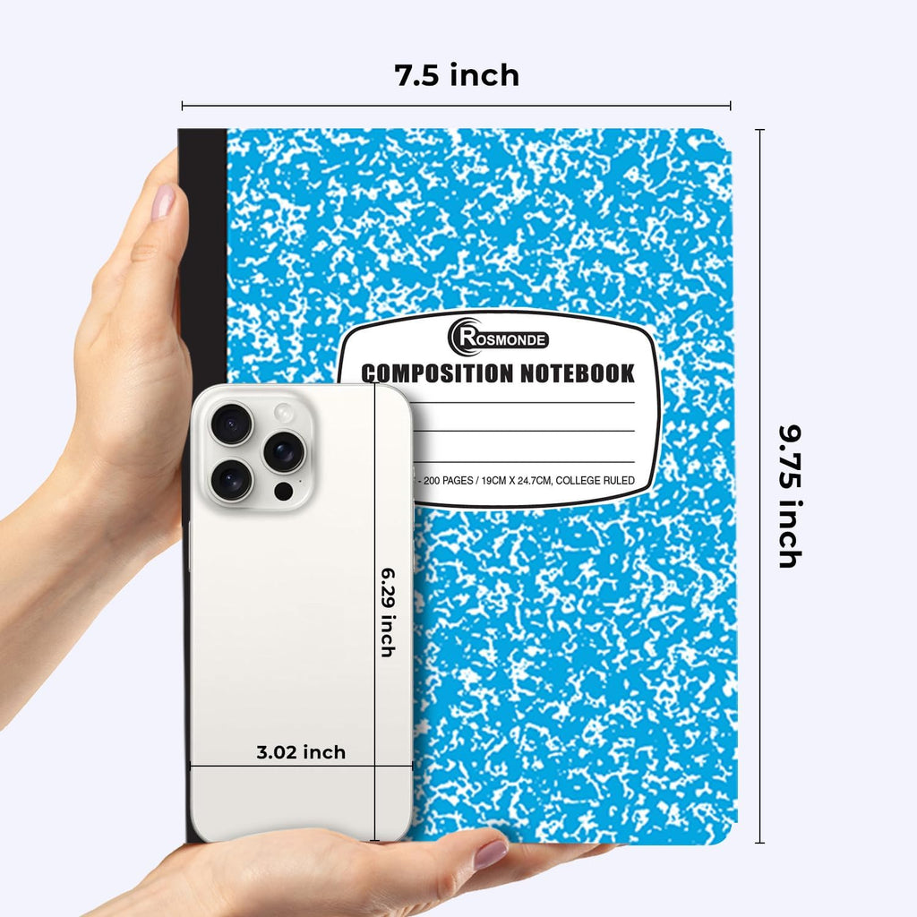 Rosmonde 5 Pack Composition Notebooks College Ruled, Color Marble Notebooks