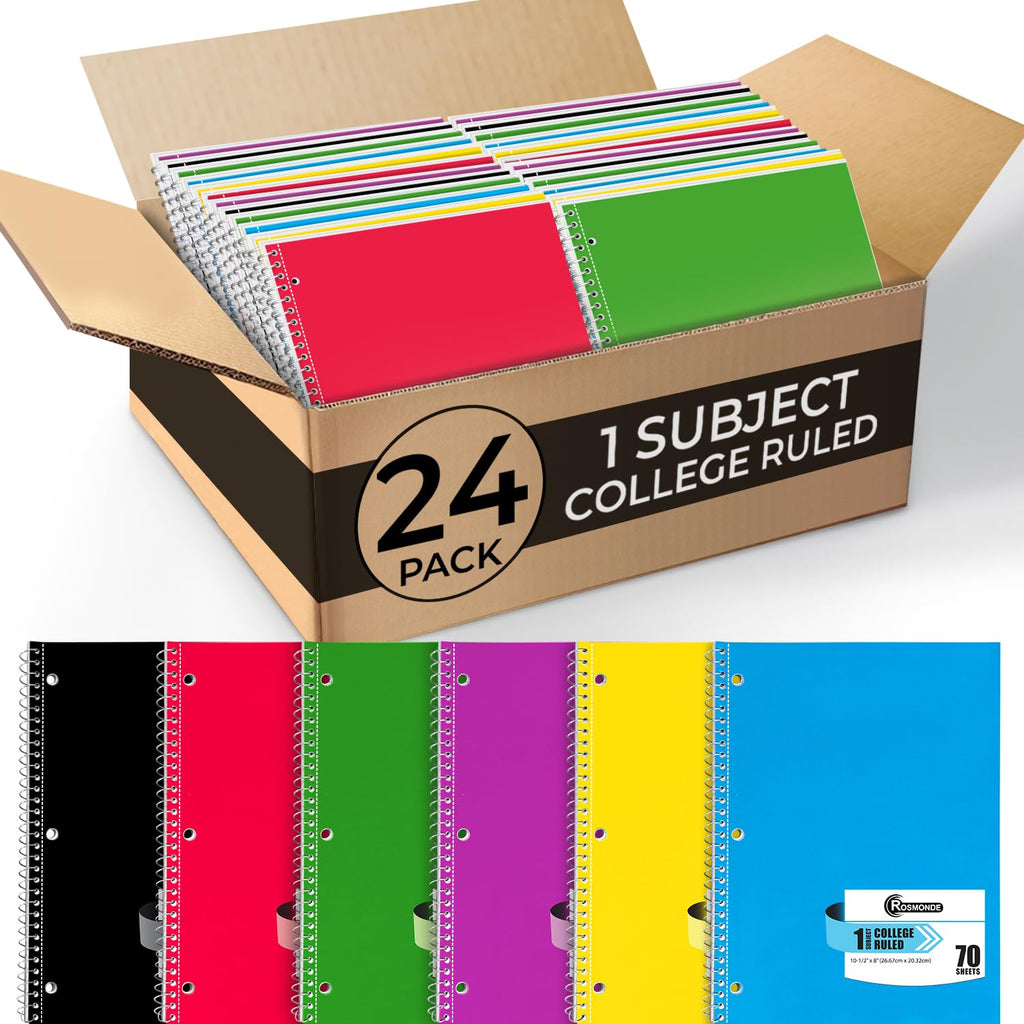 Rosmonde Spiral Notebook, 12 Pack, 1 Subject, College Ruled, 70 Sheets