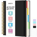 Spiral Notebook 8.5" x 11", 5 Subject Notebooks College Ruled with Dividers