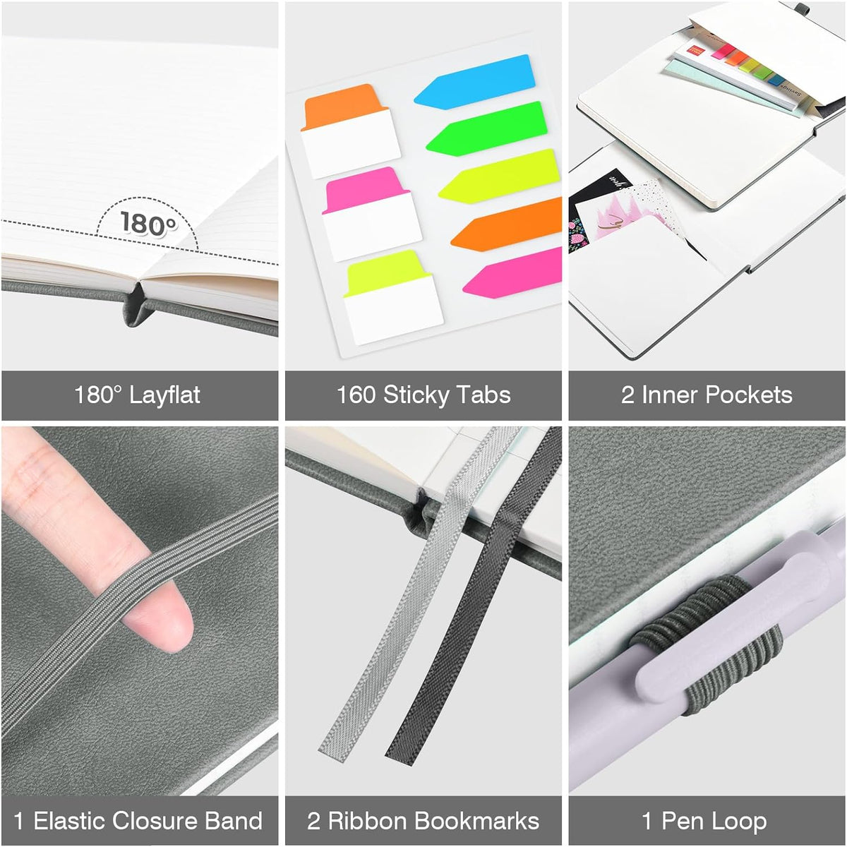 OMEYA A5 Hardcover Notebooks for Work: 3 Pack, 100gsm Paper, 160 Pages Each