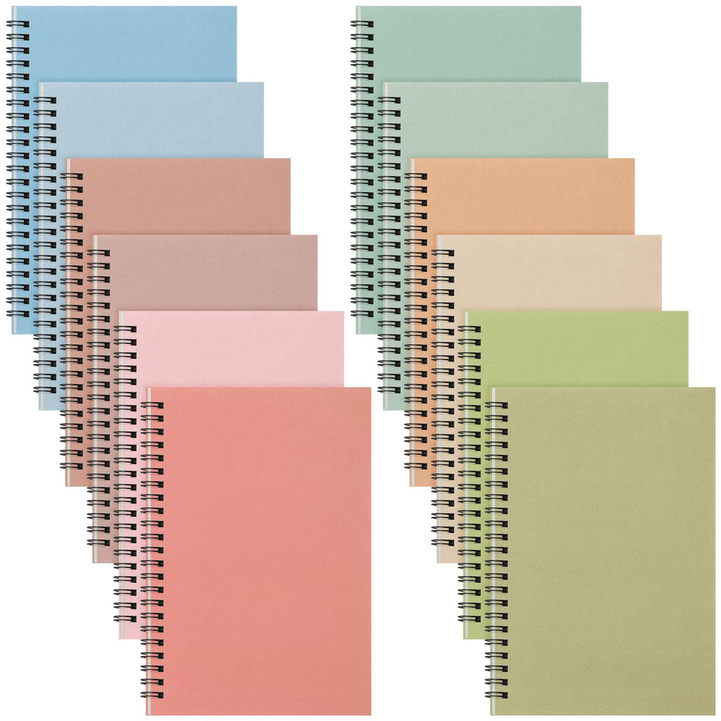 Fuutreo 12 Pcs Spiral Notebook for Work, 8.3 x 5.7 Office Color,Classic