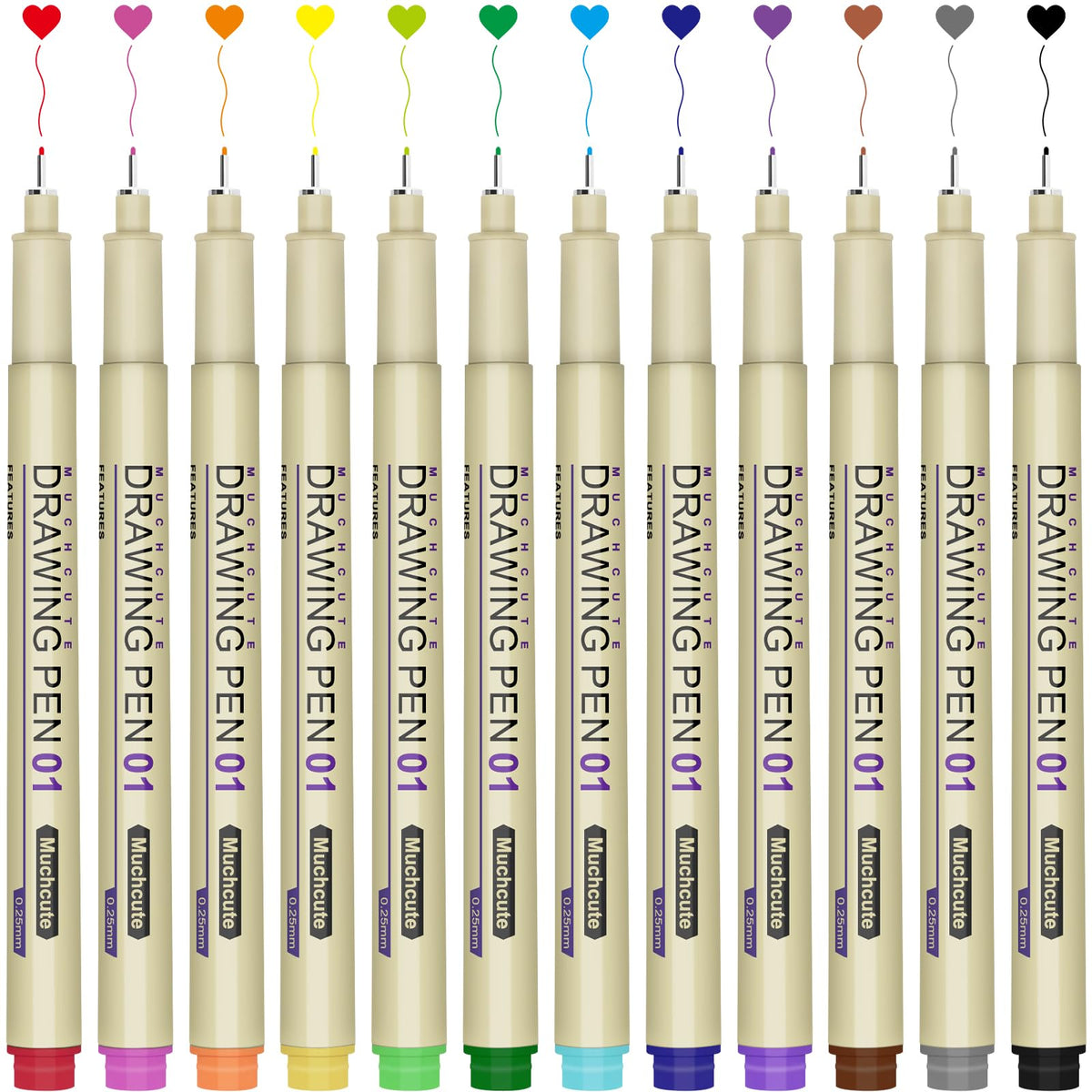 Muchcute Micro Fineliner Drawing Art Pens,12 Black Art Supplies Adult Craft