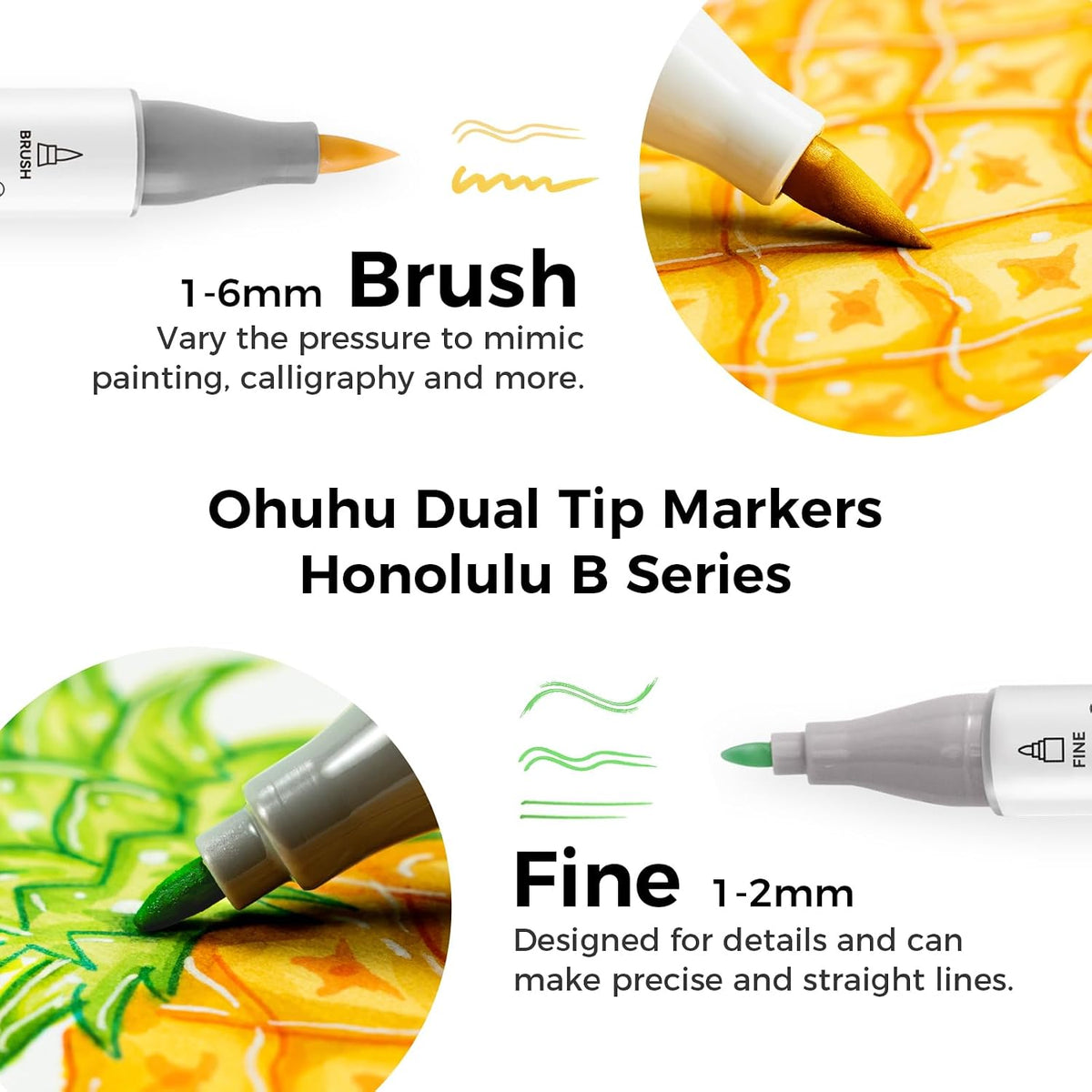Ohuhu Alcohol Markers 320 Colors Brush Fine for Artist Adults Cozy Coloring