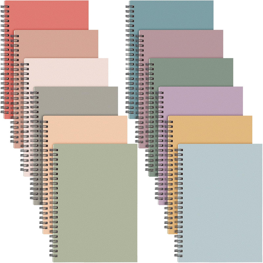 Fuutreo 12 Pcs Spiral Notebook for Work, 8.3 x 5.7 Office Color,Classic