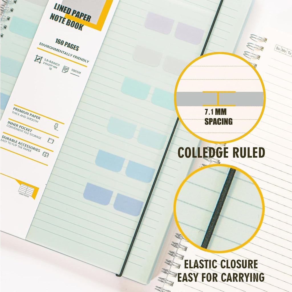 OWSC 4 Pack College Ruled Spiral Notebook, Notebooks for Work A5 Lined