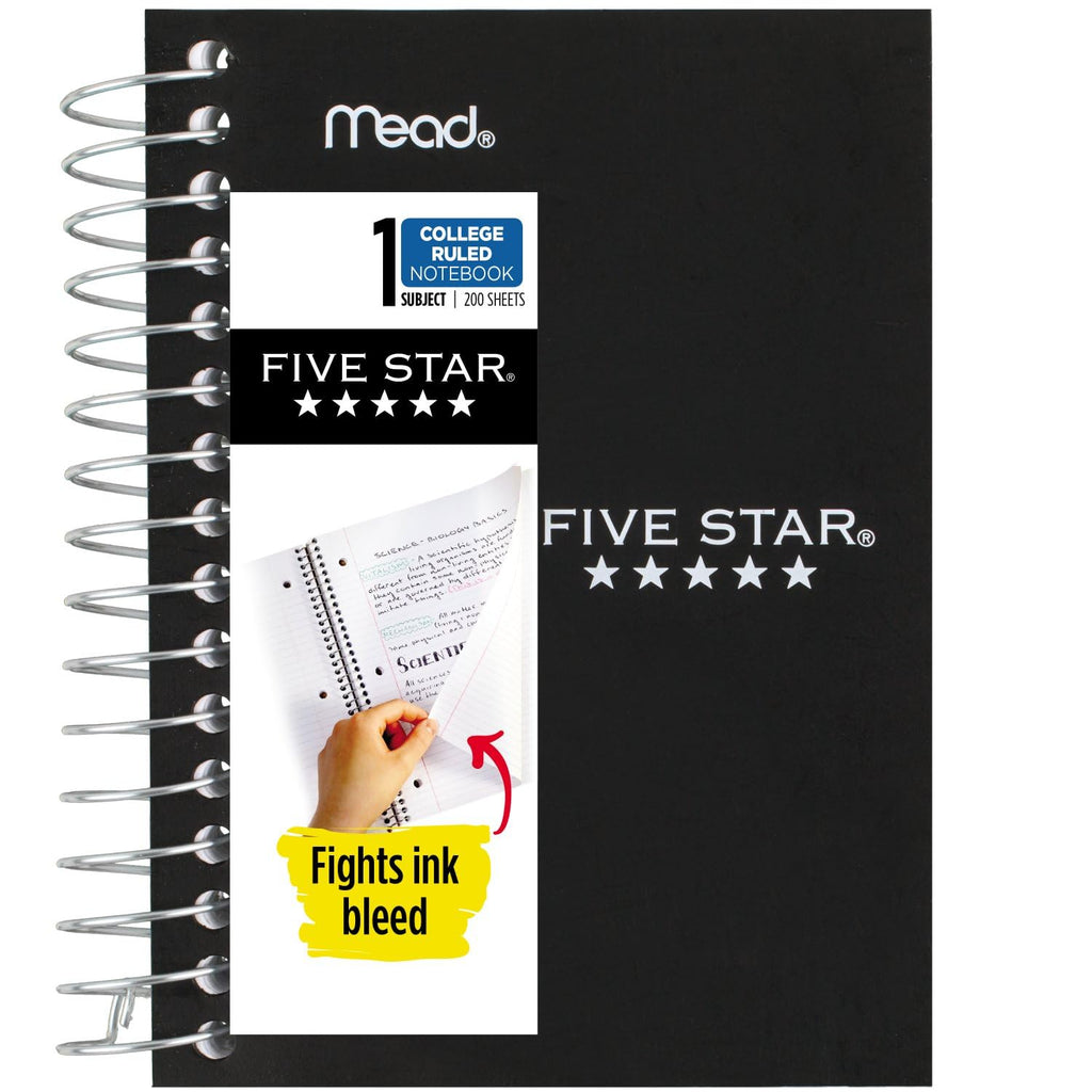 Five Star Spiral Notebook, 6 Pack, College Ruled Paper, Fat Lil' Pocket Notebooks, 3-1/2" x 5-1/2", 200 Sheets, Assorted Colors (38027)