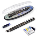 WRITECH Clictek Fountain Pen Set: Retractable Style Blue Ink Medium Nib Transparent Barrel, Includes 5 Ink Cartridges for Gift Set, Smooth Writing No Leaking