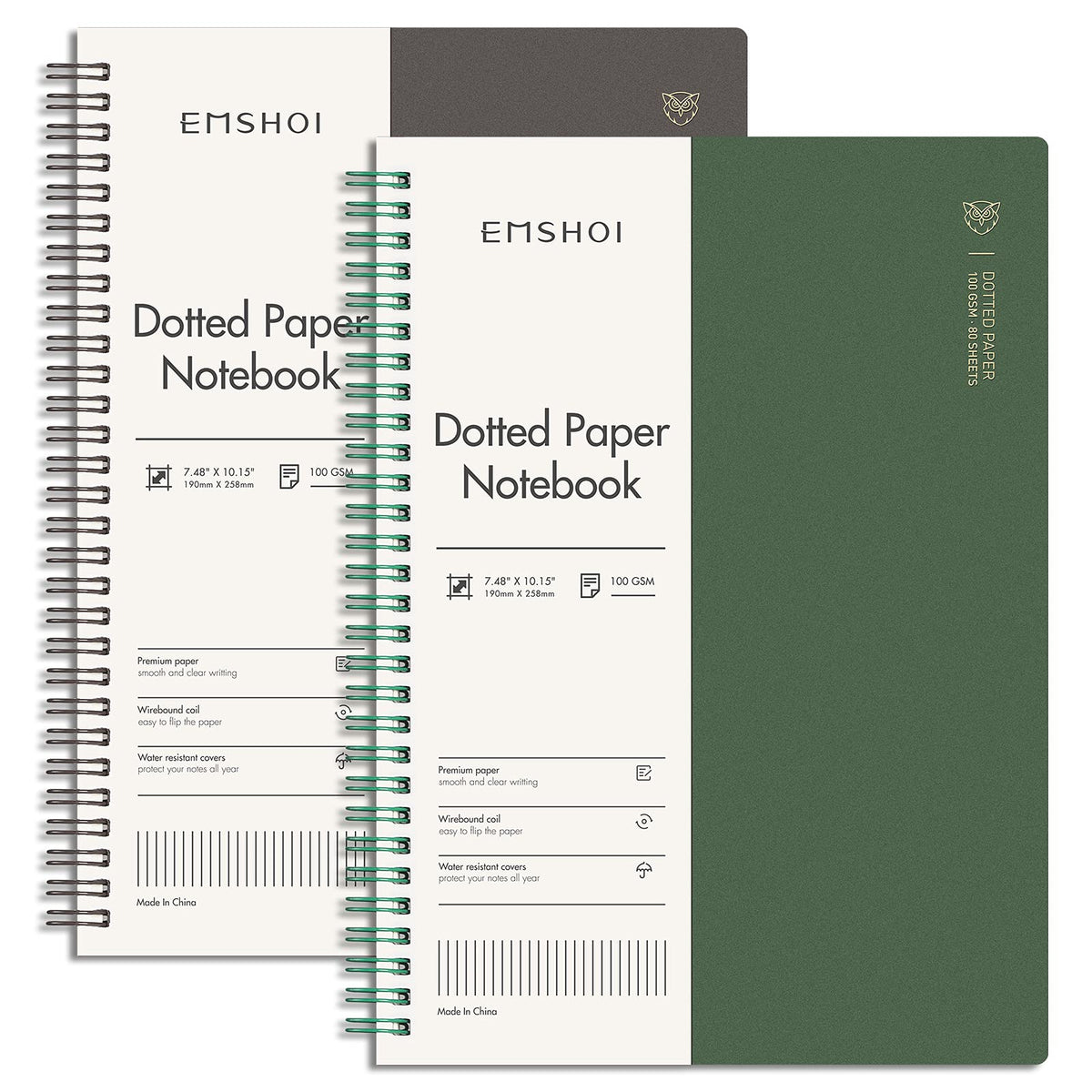 EMSHOI Lined Spiral Journal Notebook, 3 Pack, 480 Pages, B5 (7.4" x 10")